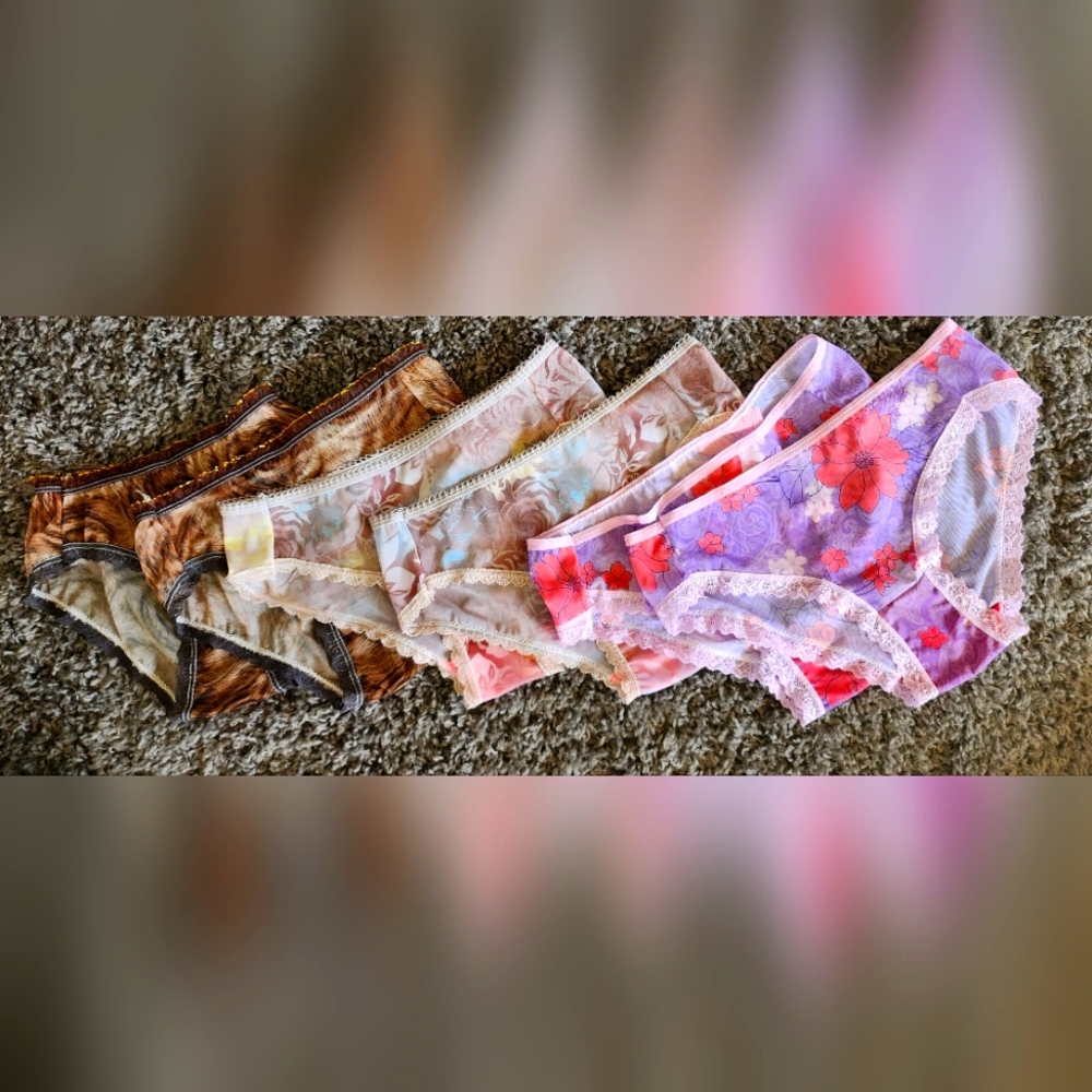 6 pair silk feel panties. SIZE M
